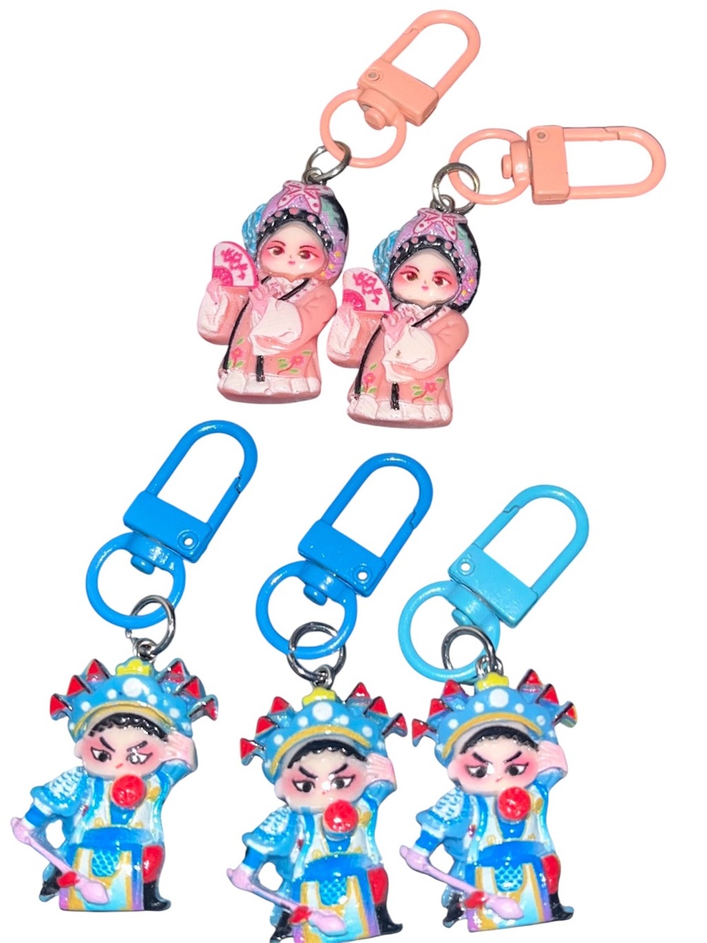 Pink & Blue Traditional Opera Character Keychain Set - Kids Toys